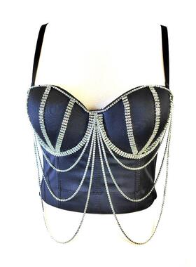 Chain nail bead strapless and waist short fish bone