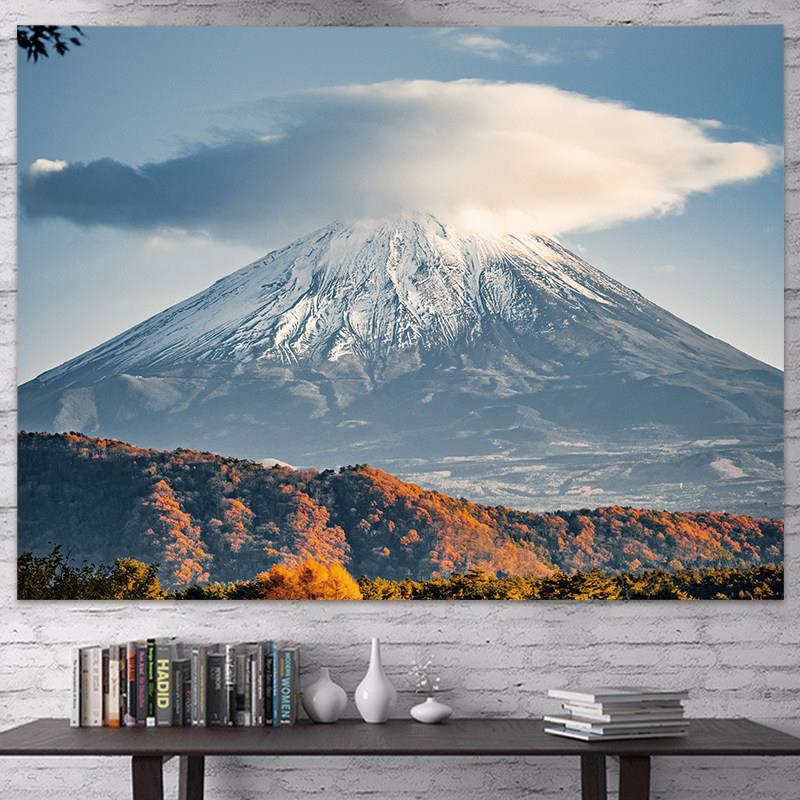 简约富士山挂布ins墙面装饰超大背景布客厅沙发卧室墙布挂毯床头