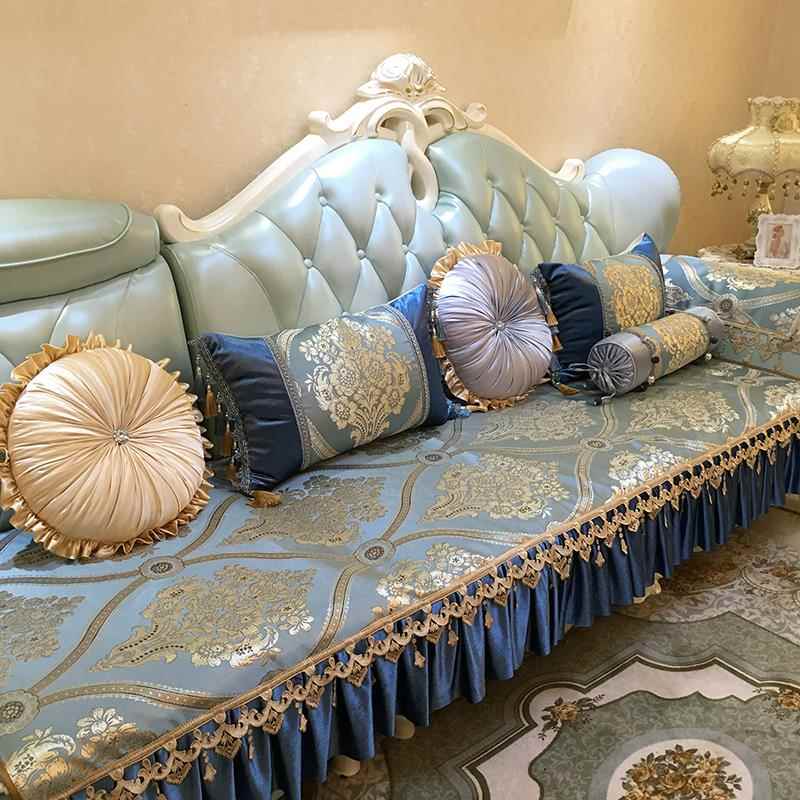 正品欧式沙发垫高档奢华季用防滑四真皮沙发套通巾坐垫罩美式L型