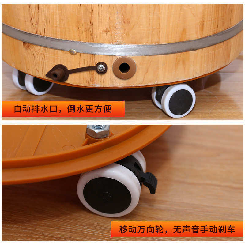 川浴香柏木泡脚木桶家用实木电恒温加热冲浪洗脚木盆足浴桶加高