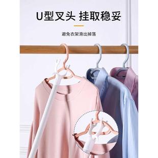 可伸缩晾衣杆一整根晾衣叉落地卫生间申缩直管阳台家用叉丫撑衣杆