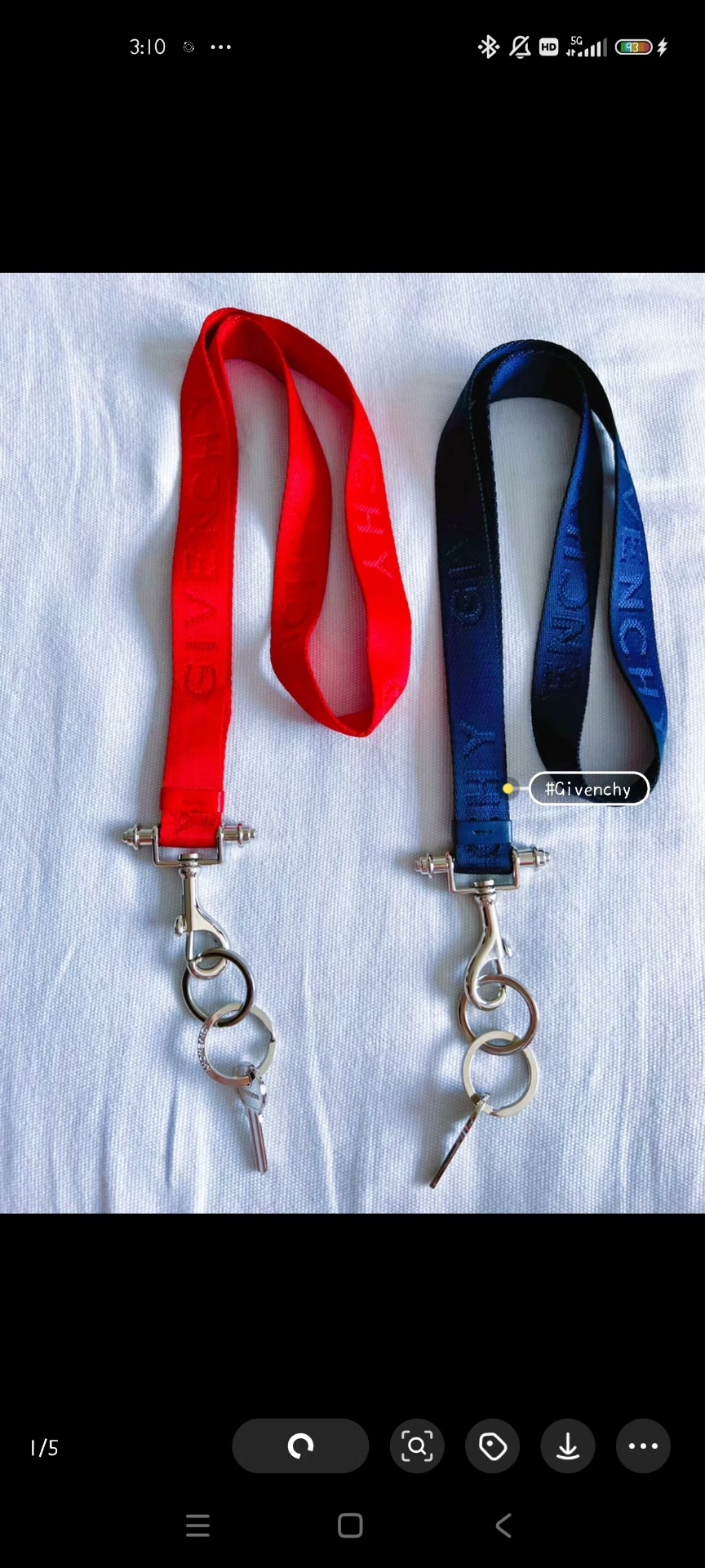 thumbnail for Givenchy Givenchy key sweater chain with red lettering in red letters