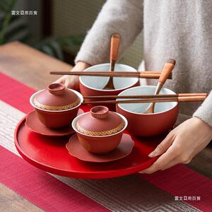 国潮文创 婚礼敬茶杯结婚碗筷套装改口敬酒喜杯喜碗一对婚庆用品