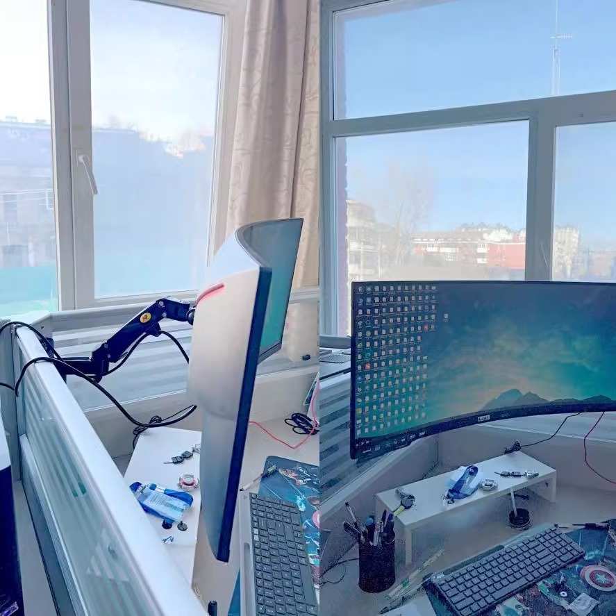显示器支架工位万向活动增高架电脑升降架站立办公桌屏风转角挂架
