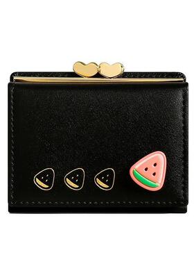 可爱的小皮革口袋钱包的妇女水果印花Bifol