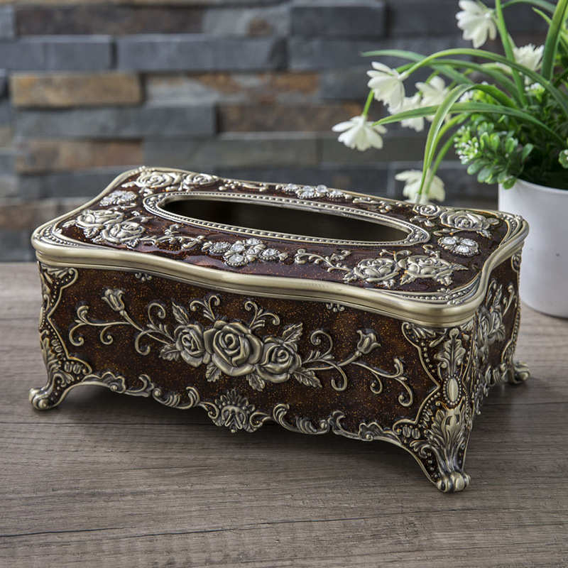 金属创意欧式纸巾盒珐琅彩大容量纸巾收纳盒家用客厅酒店抽纸盒