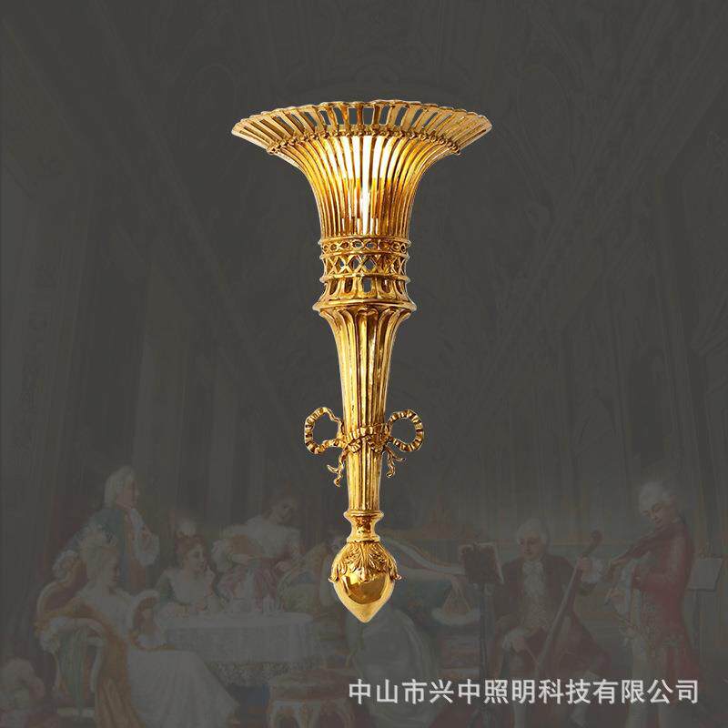 欧式全铜壁灯法式客厅高档大型火炬走廊玄关创意过道别墅脱蜡墙灯
