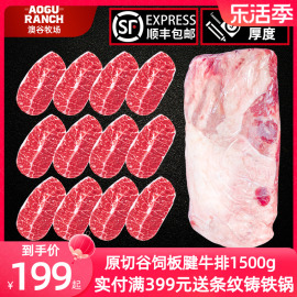 澳谷牧场原切谷饲板腱牛排，安格斯雪花牛肉1500g新鲜牛扒