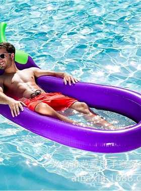 2023年爆款270cm紫色网兜茄子浮排成人加厚游泳圈男女充气泳圈
