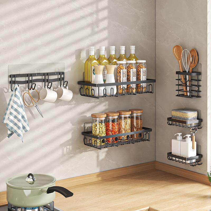 浴室置物架套装挂件卫生间厕所免打孔壁挂式浴巾架子肥皂盒六件套