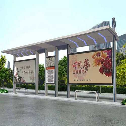 城市智能公交灯箱候车亭实时报站站牌不锈钢公车站台户外显示屏
