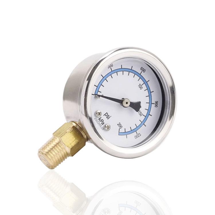 不锈钢压力表径向立装YB40/0~200psi/0~1400kPa半钢压力表工厂销