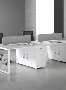 E0职员办公桌简约现代六4人位6卡座双工位办公室家具四员工桌纯白