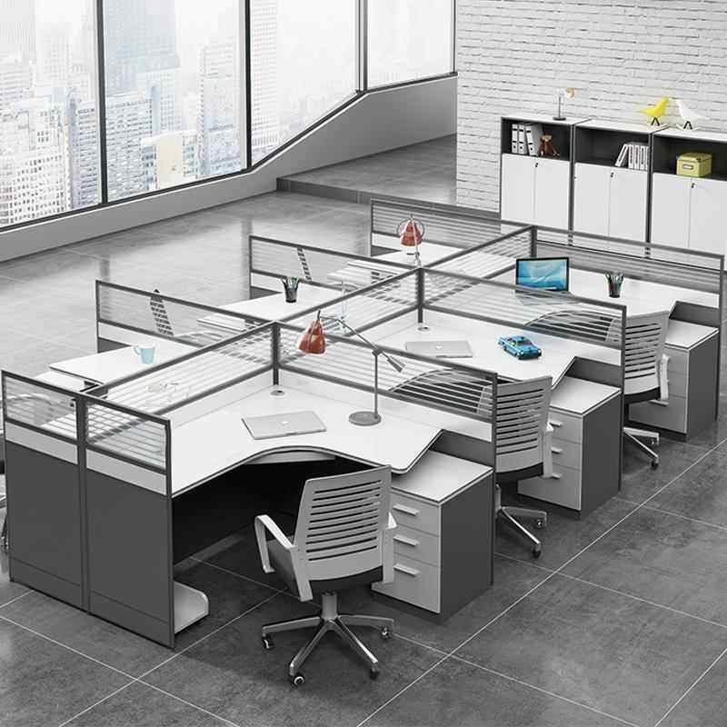 职员办RLV桌办公室电脑桌屏风6办公2/4/人位员工卡位财务公桌椅组