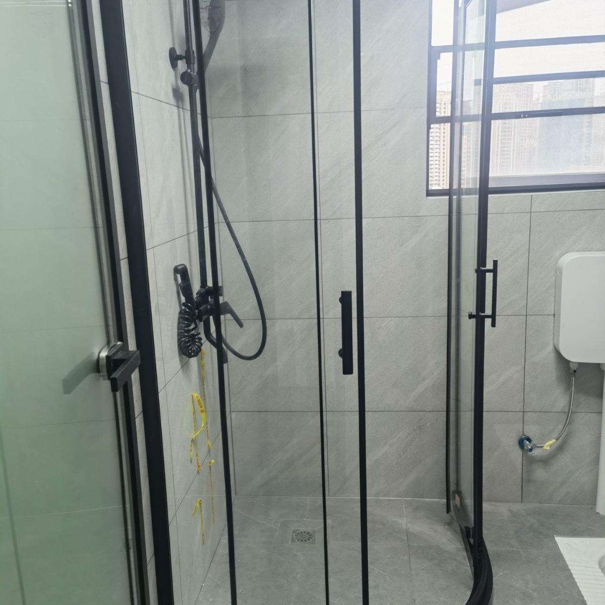 卫生间隔断干湿分离洗澡间防水钢化玻璃屏风淋浴房极窄不锈钢格栅