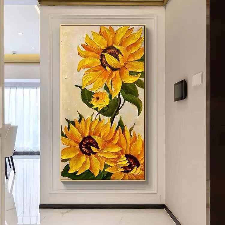 向日葵入户玄关装饰画现代简约竖版走廊过道挂画客厅墙壁画,家居饰品,现代装饰画,淘宝优惠券,粉丝福利购,淘宝优惠卷