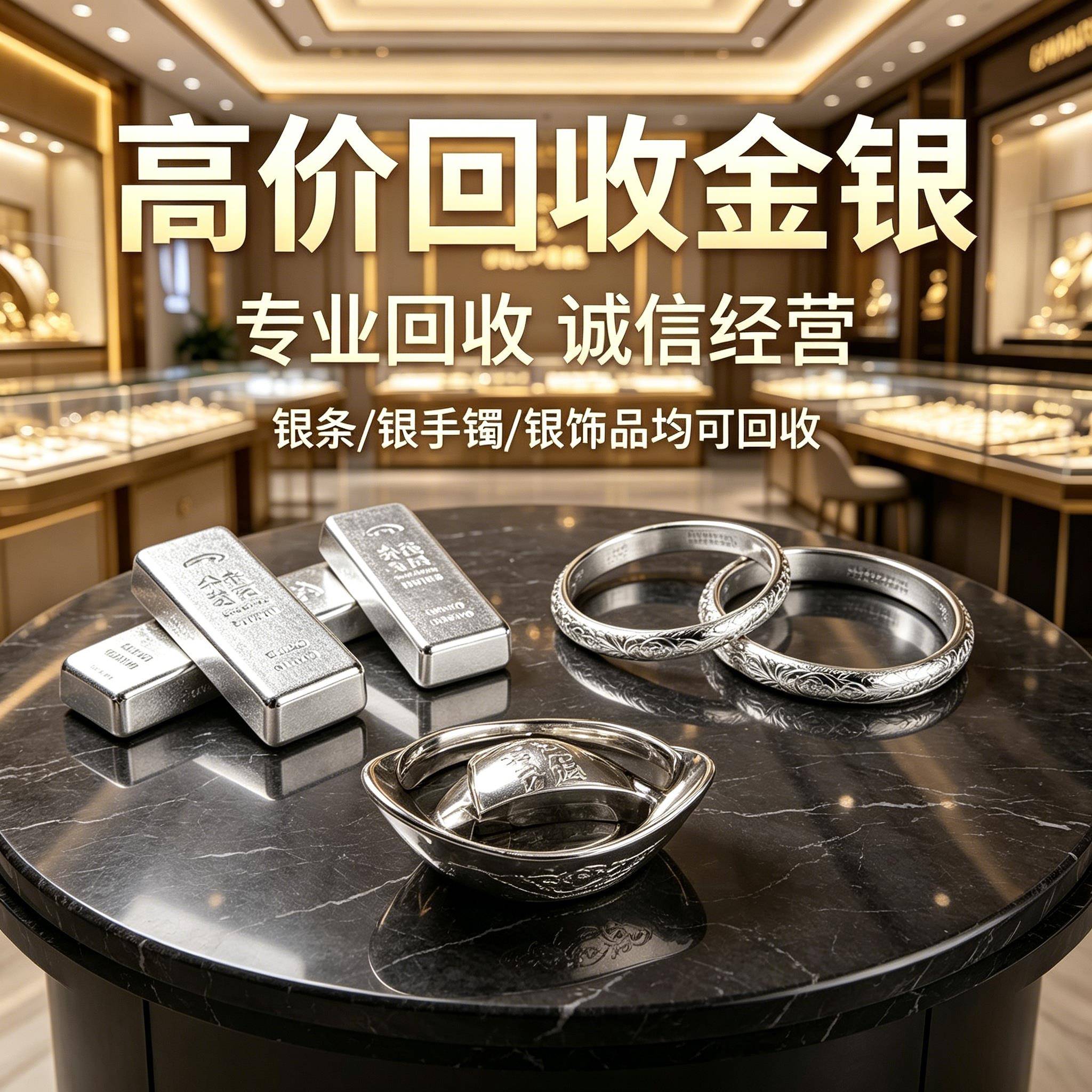 白银回收9999.990.925吊坠银手镯纯银银条金包银18k金玫瑰金彩金