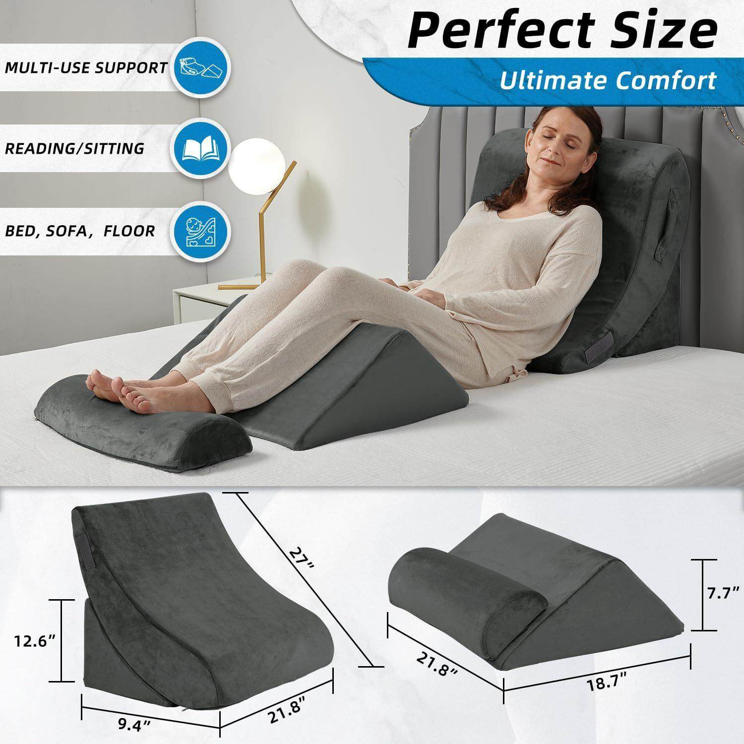 跨境多功能三角老人单人记忆棉支撑垫沙发楔形泡沫反胃倒流靠枕