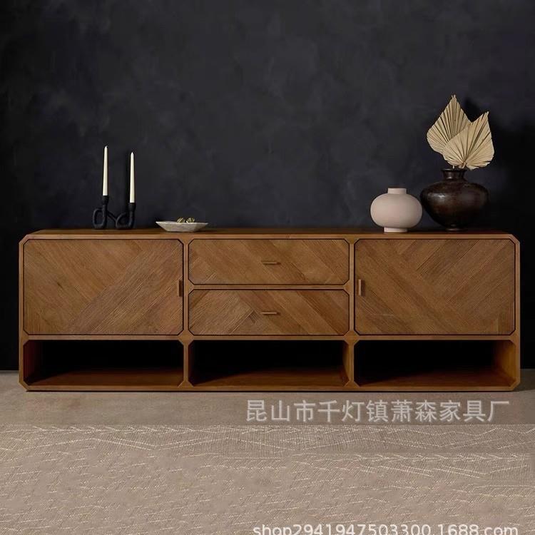 法式古黑关色实木餐165边柜客厅复中柜古电视收纳柜入户门玄柜小