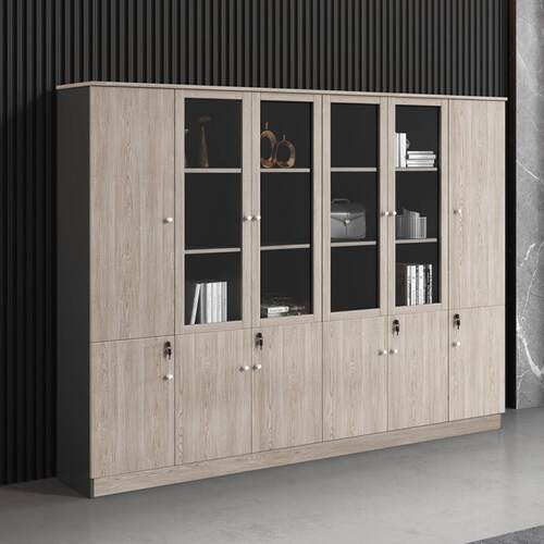 文件柜木柜质储物地高柜室办落公资料柜咨询财务带锁档案柜两门