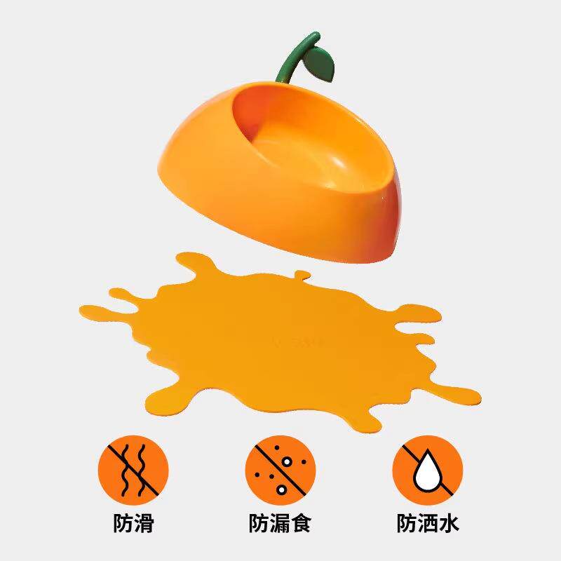未卡爆汁樱桃橘橘宠物碗勺餐垫套装猫碗猫食盆防打翻大口径斜口碗