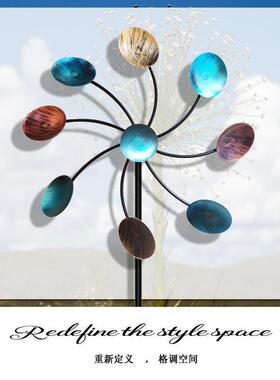 田园铁艺多色t'y花园插件旋转风车园艺庭院别墅装饰户外风车插件