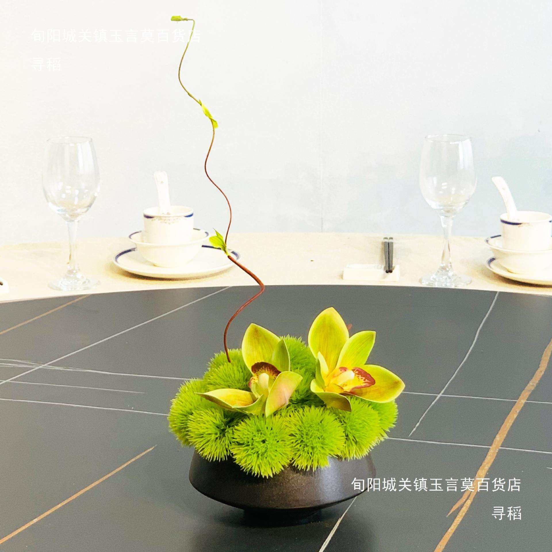 酒店大圆桌中间转盘摆花餐桌摆件桌花餐厅装饰品饭店桌子摆设