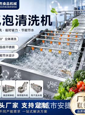 果蔬气泡清洗机红薯大姜不锈钢毛辊清洗机西蓝花生菜喷淋洗菜机