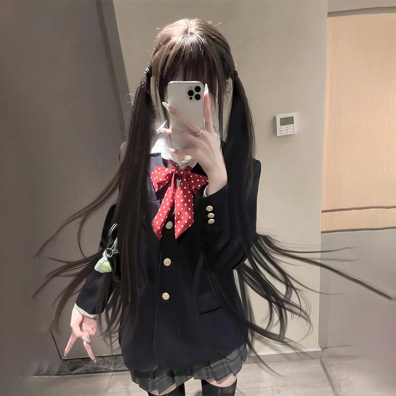 假发女黑长直日常双马尾扎好jk高层次自然少萝lolita彷真全头套