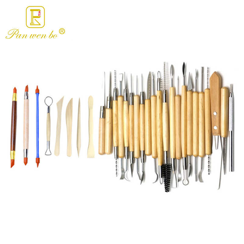 盒装30件套不同规格陶艺陶泥木质雕刻刀工具模具辅助美术用品批发