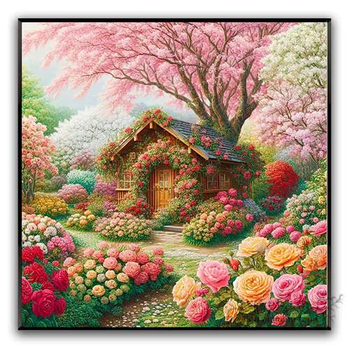 印花十字绣2025新款客厅线 线绣治愈花园小屋自己绣小件刺绣钻石