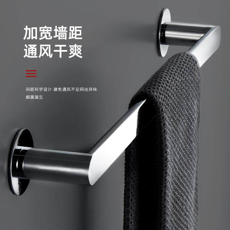 全铜毛巾架杆678卫生间浴杆巾免打孔单杆置毛巾架浴室物挂杆双轻