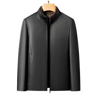 C夹毛领加厚拆内羽绒胆外套海宁冬季 5288 厚 皮衣爸卸爸装 中年男士