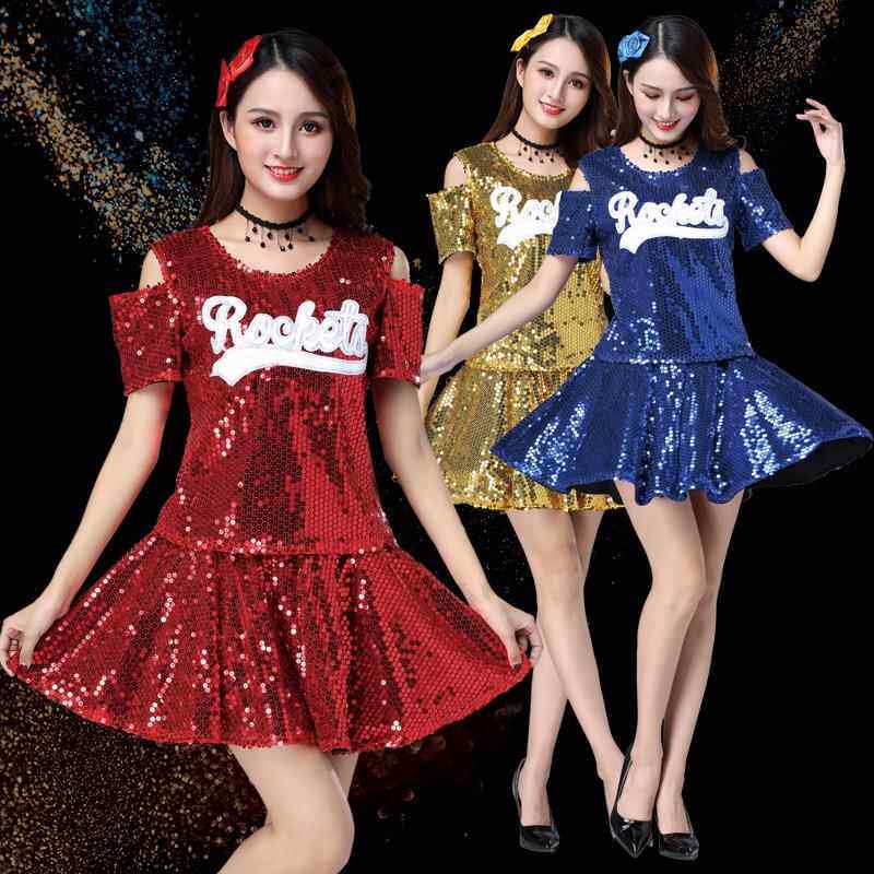 爵士舞蹈服女韩版成人套装亮片舞台演出服现代广场舞啦啦操队服装