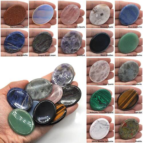 35x45mm Oval Thumb Worry Stone Pocket Palm Gemstone Healing