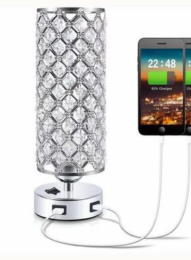 跨境现代简约水晶USB台灯温馨浪温镂空客厅餐厅卧室床头台灯