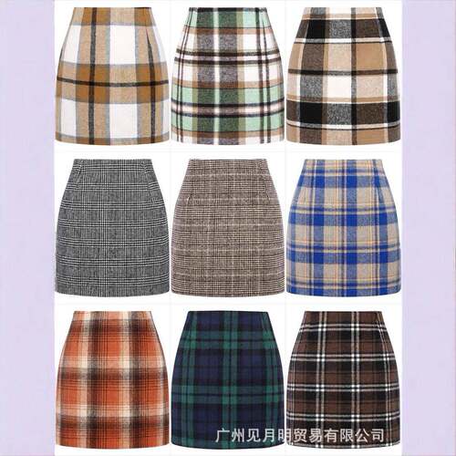 Womens Waist Plaid Skirt Bodycon Skirts Dresses Women Faldas