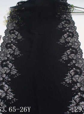 唐隆黑色双边复古花朵厚实弹力蕾丝 29cm服装家纺蕾丝花边辅料DIY