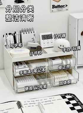 桌面收纳盒盒子文公杂物工位整抽屉式办室书桌上理ZA12199具置物