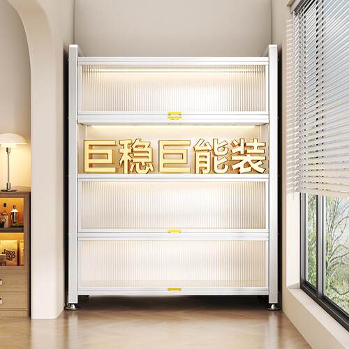 家用钢制书柜带门儿童防尘书架展示柜多层落地铁艺置物柜收纳柜子