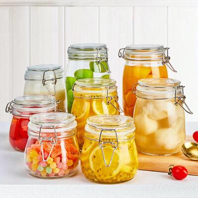 sealed glass jar transparent square food storage large safe