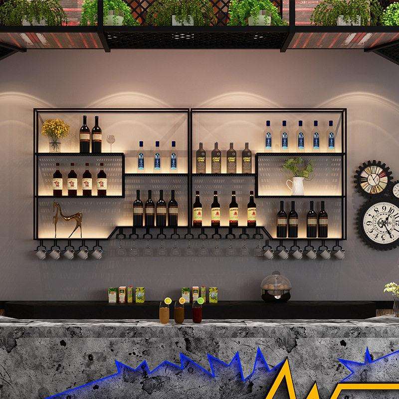 美式酒吧铁艺酒架工业风餐厅壁挂式红酒架酒柜创意轻奢红酒展示架