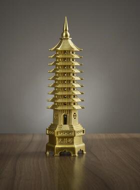 纯铜精工文昌塔装饰品九层十三层学生自习桌书房客厅装饰品