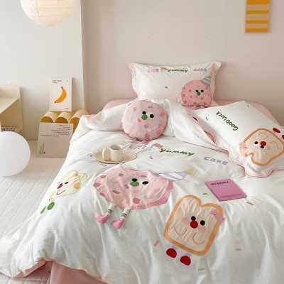 可爱曲奇卡通立体贴布绣全棉水洗棉四件套少女心儿童纯棉床单被套,床上用品,床品套件/四件套/多件套,淘宝优惠券,粉丝福利购,淘宝优惠卷