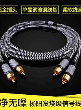 YYAUDIO 双莲花头音频线二对二信号线单晶铜镀银音响箱功放连接线