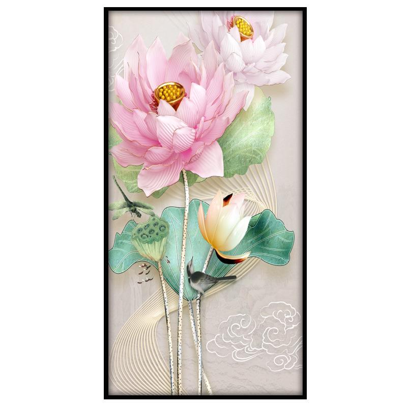 现代简约玄关迎入户进门厅挂画走廊过道竖版壁画大气3D立体装饰画