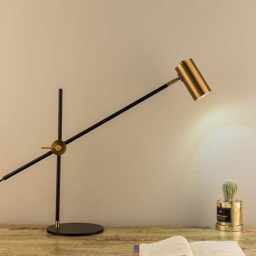 装饰台灯卧室床头LED灯北欧风铁艺摇臂金色酒店宾馆客房灯床头灯