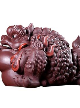 宜兴大号茶宠摆件可养原矿紫泥茶具纯手工紫砂31158三足金蟾