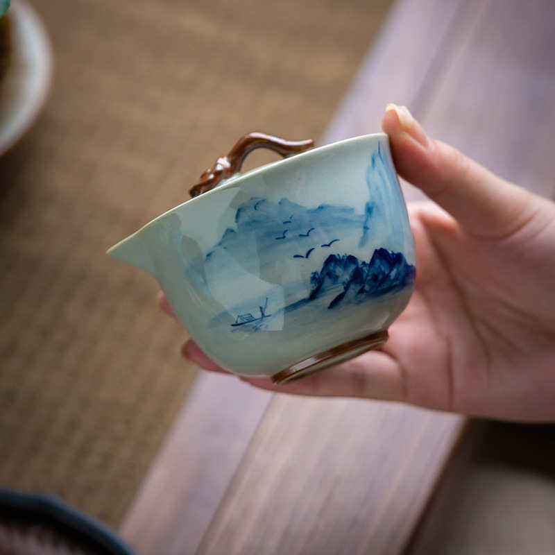 手绘山水旅行茶具套装快客杯户外便携包式一壶二杯陶瓷泡茶碗批发