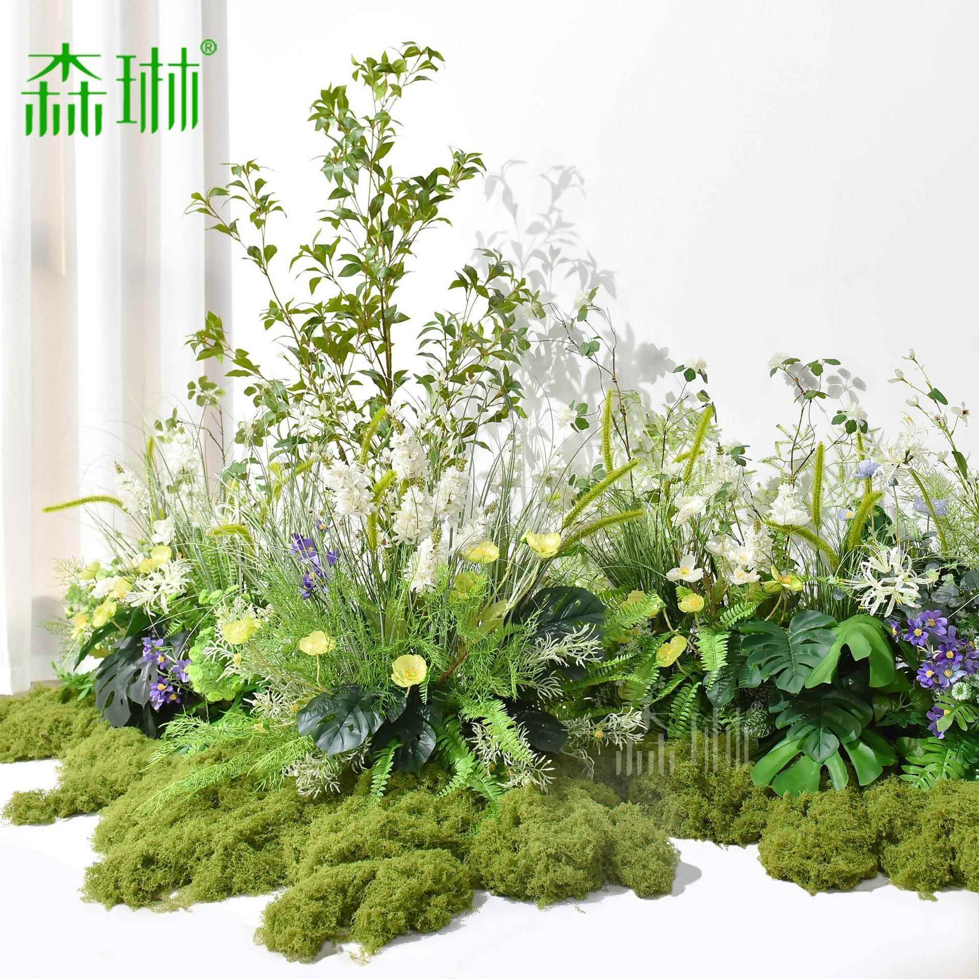 仿真花绿观植窗造景假ltao7759花艺摆设物花束室内橱植景苔藓装饰